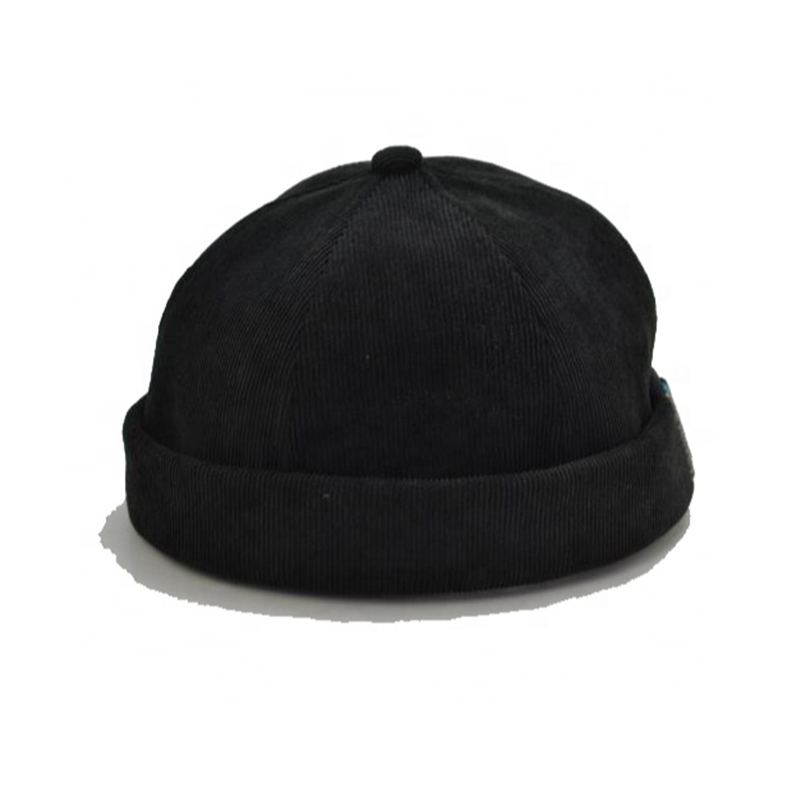 Black Fashion Corduroy Hat without Eaves Cap 